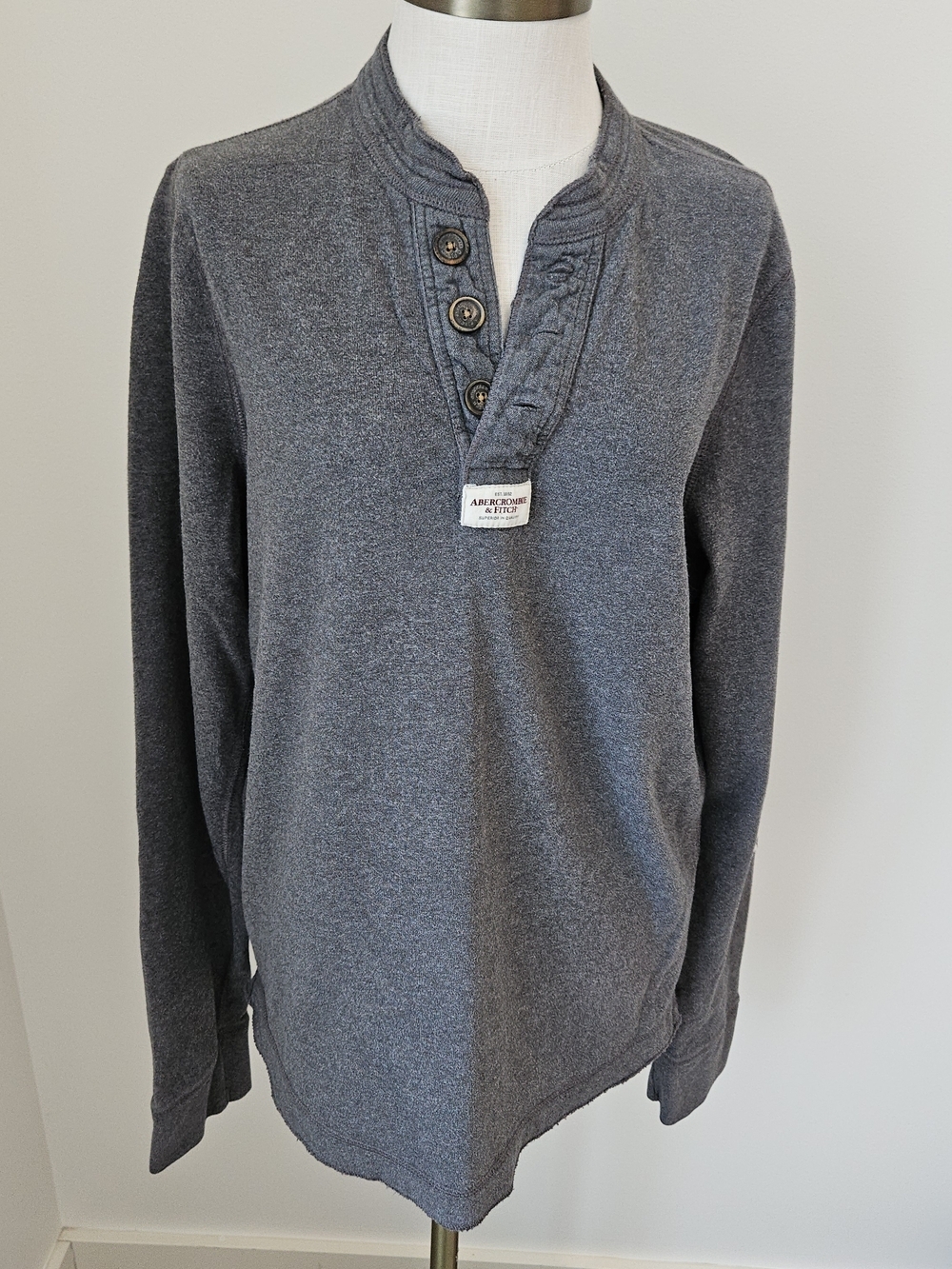 Abercrombie & Fitch Charcoal Henley Pullover